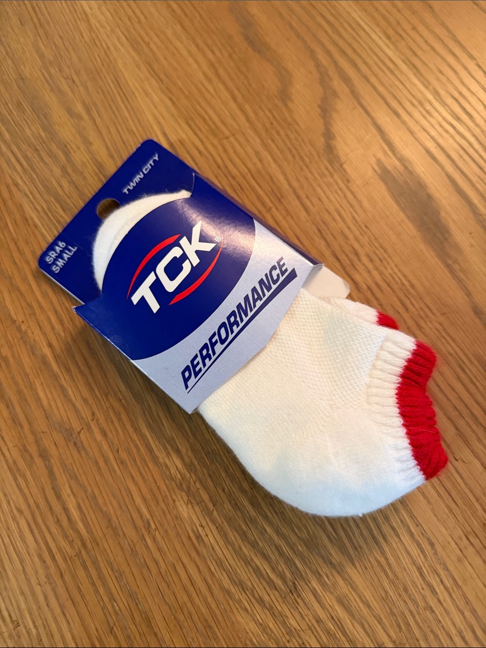 TC Performance No-Show Socks - White with Red Trim
